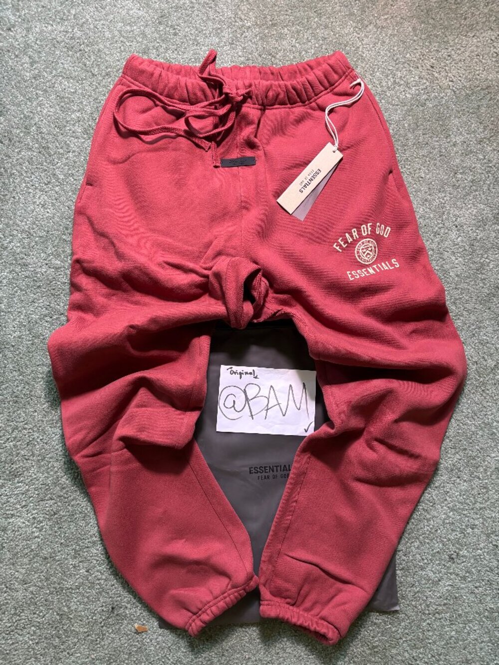 Fear Of God Essentials Crimson Fleece Joggers - (READ DESCRIPTION)